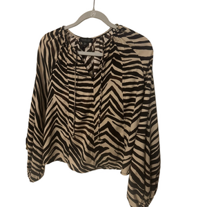 Rachel Zoe Zebra Print Top Tan & Brown Size Medium